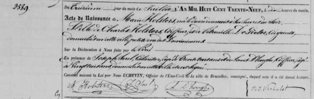 geboorte van Marie Holsters