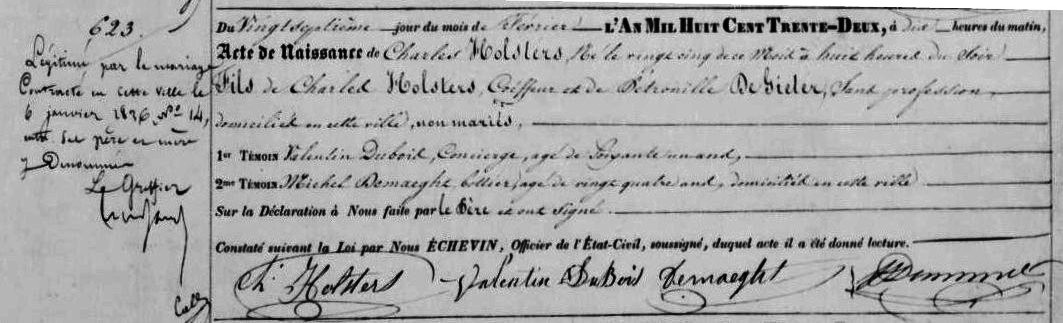 geboorte van Charles Holsters