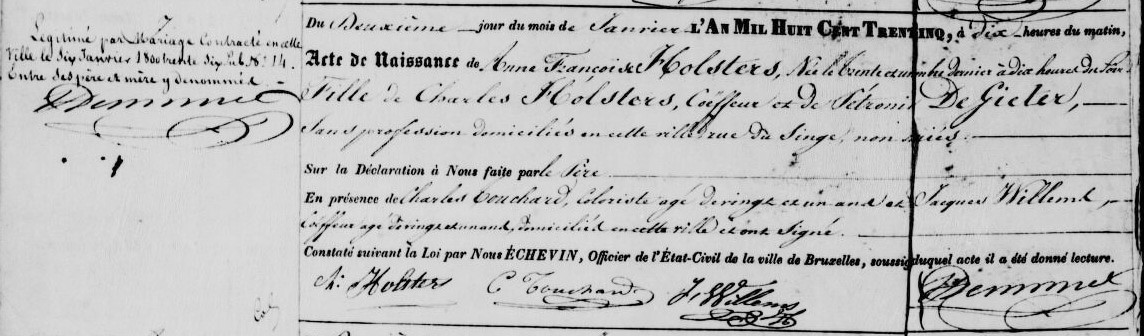 geboorte van Charles Holsters