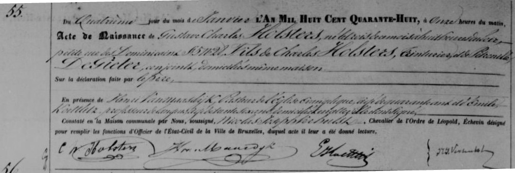 geboorte van Gustave Charles Holsters