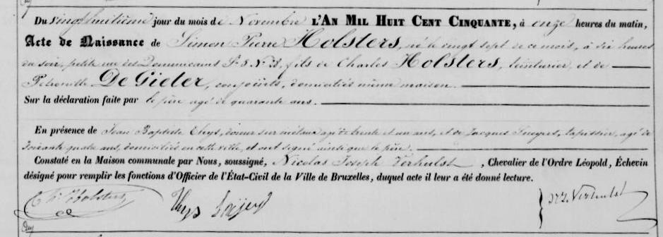 geboorte van Simon Holsters