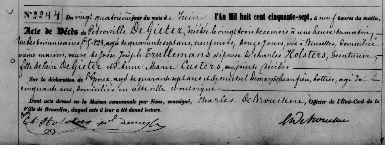 afsterwe van Petronille de Gieter