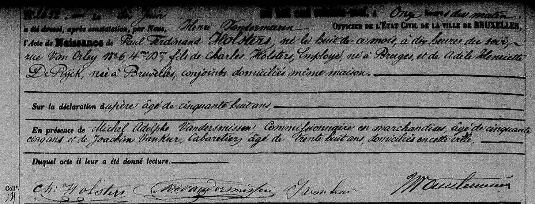 geboorte van Paul Holsters